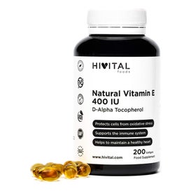 Hivital Foods Vitamina E Natural 400 UI 200 perlas (6 meses)