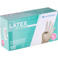 Cuatrogasa Guantes Látex Con Polvo 037-011 Talla S 6/7 100 uds
