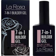 La Rosa Builder Gel 7 In 1 Milky Pink Glitter 15 ml