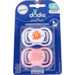Dodie Extra Chupete Anatómico +6M F2 Natural Rosa 2 uds