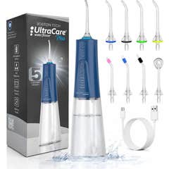 Portable Dental Irrigator Aquapik UltraCare Plus 8 Nozzles 5 Modes 300 ml (Blue)