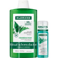 Klorane Ritual Seborreductor Ortiga Champú 400ml + Champú Seco 50ml
