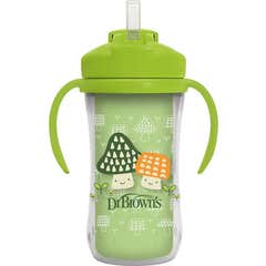 Dr Brown's Vaso Pajita Aislado Asas Verde Setas 300 ml 1 ud