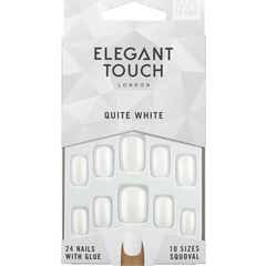 Elegant Touch Polished Colour Nails with Glue Squoval Quite White 24uds