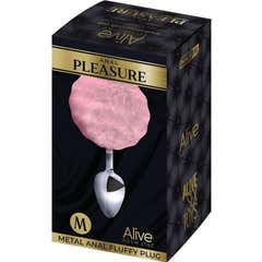 Alive Anal Pleasure Plug Liso Metal Pompón Rosa Talla M 1ud