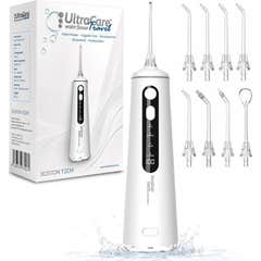 ULTRA CARE Wireless Portable Professional Dental Irrigator - 8 Nozzles - 4 Modes, IPX7 White