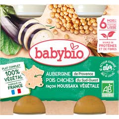 BabyBio Berenjena Garbanzos Moussaka Vegetal 6M+ Bio 2x200 g