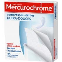 Compresas Estériles Ultra Suaves Mercurochrome de 20 uds