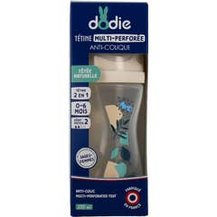 Dodie Biberón Tetina Multiperforada Flujo 2 +3M Azul 270ml