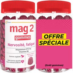 Mag 2 Nerviosism Fatig Magnes + Vit B6 Frambuesa Gummies 2x45uds