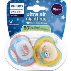 Philips Avent Ultra Air Nighttime Chupete +18M Scf376/32 2 uds