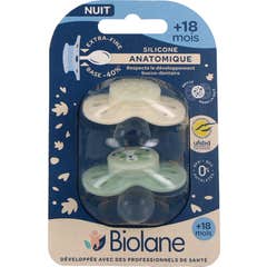 Biolane Chupete Anatómico Noche +18M Verde Beige 2 uds