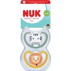 NUK Perfect Match Air Fopspeen Zebra Leeuw 18-36M 2 stuks