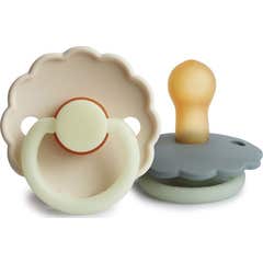 Frigg Silicone Soother Night 0-6M Cream French Gray 2 Units