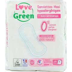 Love & Green Toallas hipoalergénicas Maxi Normal 16uds