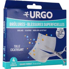 Urgo Ustioni e Ferite Superficiali Cerotto in Tulle Cicatrizzante 8x8 cm 4 pz