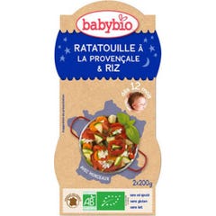 Babybio Good Night Ratatouille Rice Bio ds 12 mesi 200g lotto di 2 ciotole 2 ciotole