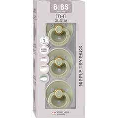 BIBS Zestaw Smoczków Try It Colour Sage Rozmiar 1 3 szt.