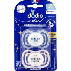 Dodie Extra Chupete Anatómico +18M F9 Fino Noche 2 uds