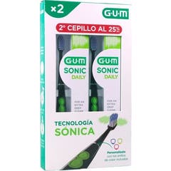GUM Pack Sonic Daily Cepillo Eléctrico Negro 2uds