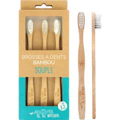 Feel Natural Brosse a Dents Bambou Souple 3uds