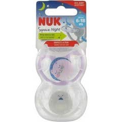 Nuk Silicona Chupetes Noche 6-18M Mädchen 2uds