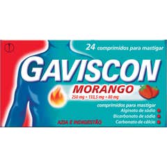 Gaviscon Morango 250mg + 133.5mg + 80mg 24comp