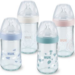 Nuk Feeding Bottle Nature Sense M Silicone 240ml (Lyseblå