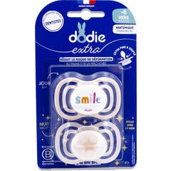 Dodie Extra Chupete Anatómico +6M F7 Fino Día Noche 2 uds