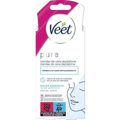 Veet Pure Cera Fría Facial Sensible Bandas 16uds
