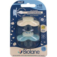 Biolane Chupete Anatómico Noche +18M Azul Beige 2 uds