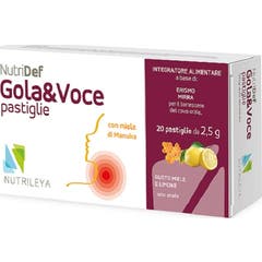 Nutrileya Nutridef Garganta y Voz Miel Limón 20comp