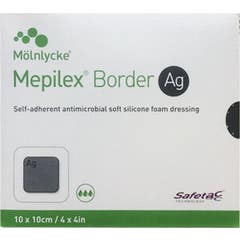 Mepilex Border Ag Medicazione 10x10cm 5 Unità