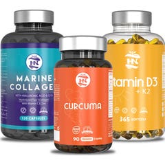 HN Pack Vitamina D3 365 caps + Colageno 120 caps + Cúrcuma 90 caps