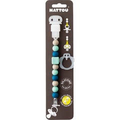 Nattou Cadena Chupete Silicona Menta Azul 1 ud