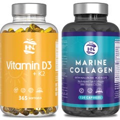 HN Pack Vitamina D3 365 caps + Colageno Marino 120 caps