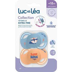 Luc Et Lea Collection Chupete Extra-Fin +18M C6 Super Héroe 2uds