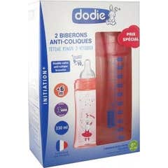 Dodie Biberones Anticólicos +6 M Rosa 2 X330 ml