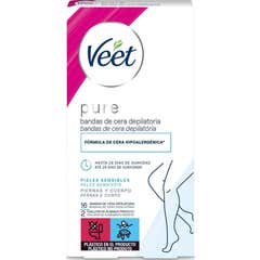 Veet Pure Cera Fría Corporal Piel Sensible Bandas 16uds
