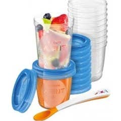 Avent Contenitori latte materno 10x180ml + 10x240ml + 10x240 + 20 coperchi + cucchiaio 1 ricettario