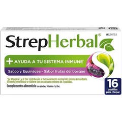 StrepHerbal Saúco y Equinácea + Vitamina C y Zinc Frutas del Bosque 16 pastillas