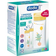 Dodie Sensation Biberón Tetina Plana +6 M Circo 2 X330 ml