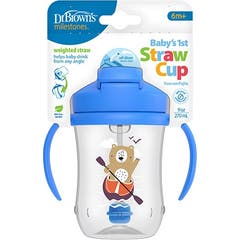 Dr Brown's Mi Primer Vaso con Pajita Oso Azul +6m 270ml