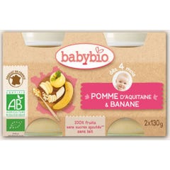 Babybio Organic Banana Apple Jars in 4 months 2x130g