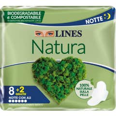 Lines Toallitas Natura Noche Con Alas 10uds