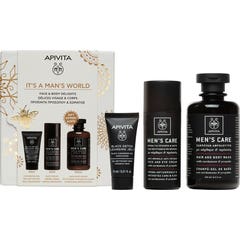 Apivita Pack It´s Man´s World Crema antiarrugas 50ml + Gel limpiador 50ml + champú 250ml