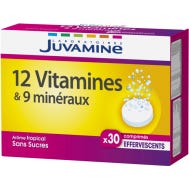 Juvamine 12 Vitamine + 9 Minéraux 30 Comprimés Effervescents