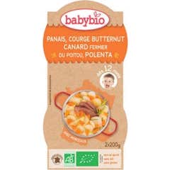 Babybio Menú Diario de 12 Meses Tazones Chirivía Chirivía Calabaza Pato Butternut Chirivía Polenta 2 X200 gramos