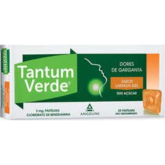 Tantum Verde 3mg Benzidamina Mel e Laranja 20 Pastilhas
