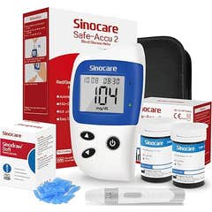 Sinocare Safe-Accu2 Kit Glucómetro + 50 Tiras + Disposit Punción